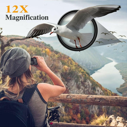 Compact 12x25 Waterproof Binoculars for Adults and Children - Professional Quality for Bird Watching, Hunting, Concerts, Sports, and Hiking with Clear Low Light Vision
