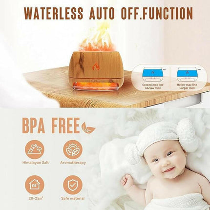 【Bamboo Limited Sale】Sparkhq Aromatherapy Diffuser, Simulation Flame Design Salt Lamp Aromatherapy Diffuser with 7 Light Colors, USB Powered Essential Oil Diffuser for Home Use, Humidifier Mist Effect Beneficial Minerals