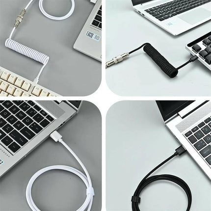 NNBILI Mechanical Keyboard Coiled Cable, 1 Count Type C USB Port Aviator Coiling Cable, Desktop Computer Gaming Keyboard Accessories