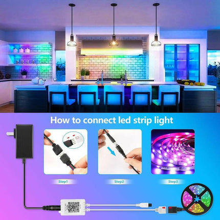 65.6Ft Color Changing LED Strip Lights with Remote & App Control