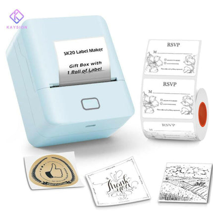 [Limit-Time Sale] KAYSION SK20 Inkless Label Maker with 7 Rolls Paper, Thermal Sticker Printer for Printing Addresses, Logos, Bluetooth Viral Machine