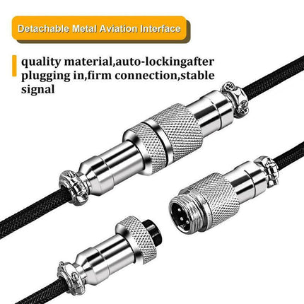 NNBILI Mechanical Keyboard Coiled Cable, 1 Count Type C USB Port Aviator Coiling Cable, Desktop Computer Gaming Keyboard Accessories