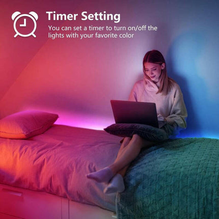 65.6Ft Color Changing LED Strip Lights with Remote & App Control