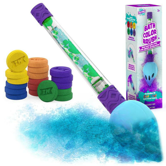 Tub Works Bath Color Brush Kids Fun Bath Bomb Set | Nontoxic & Fragrance-Free | Use Brush to Paint Water with Vibrant, Fizzing Colors