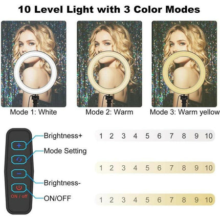 9 Inch Dimmable LED Ring Light with Phone Holder and 50'' Extendable Tripod Stand Selfie Kit Wireless Remote Circle 3 Modes for Smartphone Youtube Tiktok