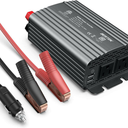BESTEK 500W DC to AC Power Inverter (12V to 110V) with 4.8A Dual USB Car Charger, ETL Listed (Blue)