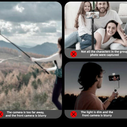 2025 New Rear Camera Selfie Stick ,XO-SS23 Projection Selfie Stick,With Selfie Monitor Screen,With Brush Tiktok Bluetooth Remote Control Scrolling ,With 2Pcs LED Fill Lights ,Maxinum Extend to 66.93 Inch , Phone Tripod, Content Creator Tools, Phone Tripod