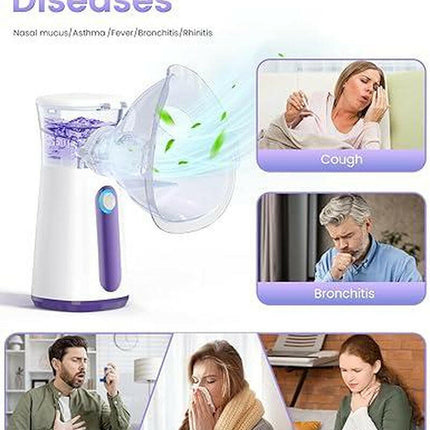 2025 Upgrade Humidifier Portable Atomiser -Handheld Mesh Nebulizer for Adults and Children, Quiet Lightweight Ventilator for Home and Travel, Fine Mist for Cough Relief, USB Rechargeable, with Self-Cleaning Mode