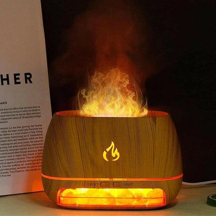 【Bamboo Limited Sale】Sparkhq Aromatherapy Diffuser, Simulation Flame Design Salt Lamp Aromatherapy Diffuser with 7 Light Colors, USB Powered Essential Oil Diffuser for Home Use, Humidifier Mist Effect Beneficial Minerals