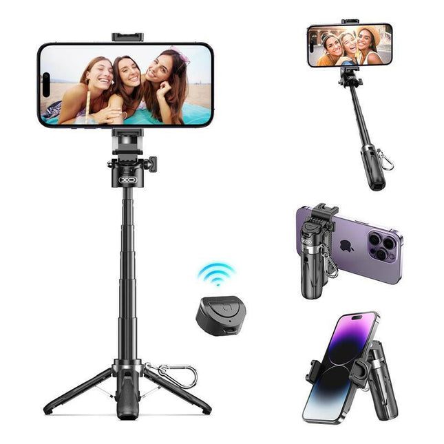 Ultimate 4-in-1 Mini Selfie Stick & Tripod - Bluetooth Enabled, Foldable, Perfect for Vlogs & Live Streaming - Compatible with iPhone 16/15/14/13 Series