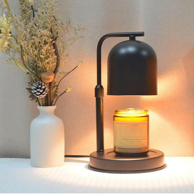 Adjustable Candle Warmer Lamp with Timer - Dimmable Wax Heater for Jar Candles, Includes 2 Bulbs, Stylish Black Home Decor