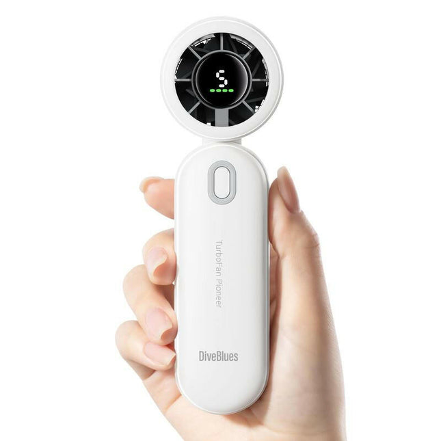 Iturbo Handheld Turbo Fan, Mini Foldable Portable Hand Fans, Rechargeable Battery, 5 Gear High Speeds Led Display,Powerful Airflow, 12Hrs Cooling Small Fan Travel Essentials Beach, Outdoor, Work