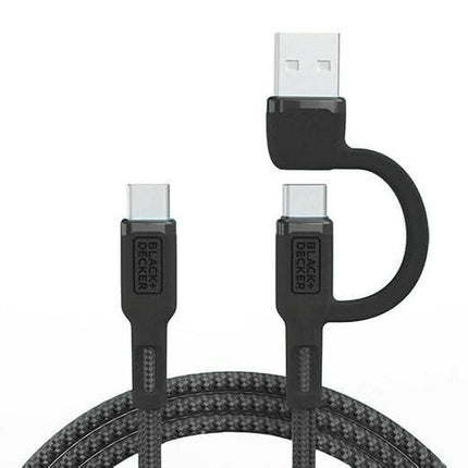 BLACK+DECKER Fast Multi Charging Cable with USB C Adapter - 2 in 1 Braided Universal Charger for iPhone 16/15, Samsung, LG, Tablets & More