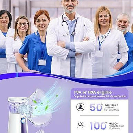2025 Upgrade Humidifier Portable Atomiser -Handheld Mesh Nebulizer for Adults and Children, Quiet Lightweight Ventilator for Home and Travel, Fine Mist for Cough Relief, USB Rechargeable, with Self-Cleaning Mode
