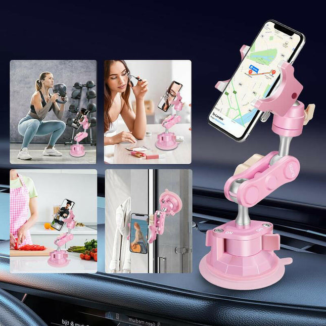 Ultra Durable Car Phone Holder Super Sucker 360°Rotating Phone Stand for for Car Windshield Adjustable Pink Phone Holder Vacuum Suction Cup for Car Hoods Sunroofs Marble Smooth Metal Surfaces Springtok