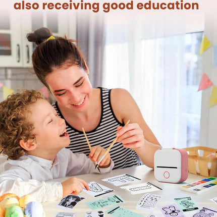 Mini Printer - Sticker Printer T02 Portable Inkless Sticker Maker Bluetooth Mobile Printer for Study Study Notes Kids Gift Photos Journals