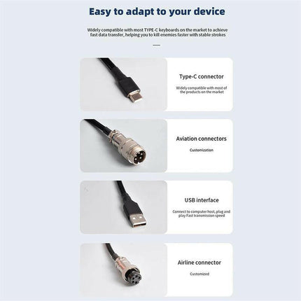 NNBILI Mechanical Keyboard Coiled Cable, 1 Count Type C USB Port Aviator Coiling Cable, Desktop Computer Gaming Keyboard Accessories