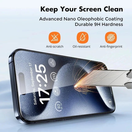 3PCS Tempered Glass For iPhone 15 Pro Max 14 13 12 Anti Scratch Screen