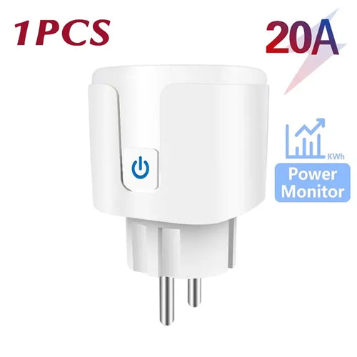 Tuya Wifi Smart Socket EU Plug 16/20A Power Monitor Remote Control