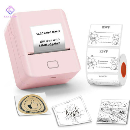 [Limit-Time Sale] KAYSION SK20 Inkless Label Maker with 7 Rolls Paper, Thermal Sticker Printer for Printing Addresses, Logos, Bluetooth Viral Machine