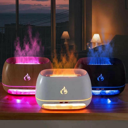 【Bamboo Limited Sale】Sparkhq Aromatherapy Diffuser, Simulation Flame Design Salt Lamp Aromatherapy Diffuser with 7 Light Colors, USB Powered Essential Oil Diffuser for Home Use, Humidifier Mist Effect Beneficial Minerals