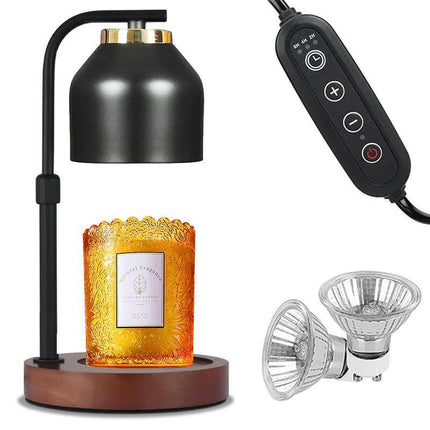 Candle Warmer Lamp with Timer, Adjustable Height Candle Warmer, Dimmable Heater Lamp, Home Decor, Wax Warmer Lamp for Jar Candles with 2 Bulbs, Black