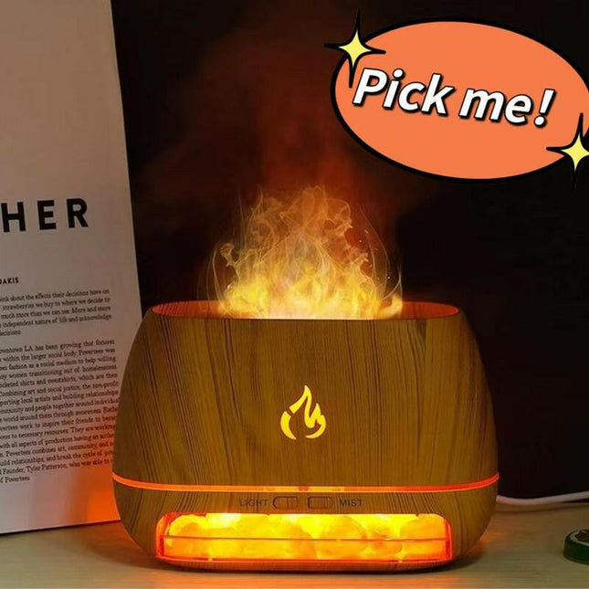 【Bamboo Limited Sale】Sparkhq Aromatherapy Diffuser, Simulation Flame Design Salt Lamp Aromatherapy Diffuser with 7 Light Colors, USB Powered Essential Oil Diffuser for Home Use, Humidifier Mist Effect Beneficial Minerals