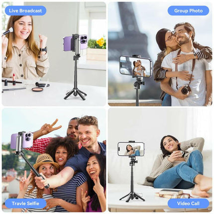 Multifunctional 4-In-1 Mini Selfie Stick, Camera Aid , Tripod, Phone Holder, Bluetooth Selfie,Foldable,One Key Open , Suitable for Vlogs, Live Streaming, Photography, Compatible with Iphone 16/15/14/13 Series