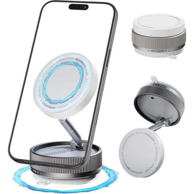 360 Degree Rotation Vacuum Suction Magnetic Phone Holder , Foldable and Retractable Phone Holder,Handsfree Magnetic Phone Stand for Car/Smooth Surface