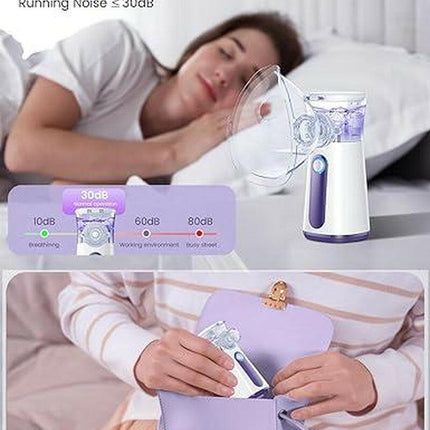 2025 Upgrade Humidifier Portable Atomiser -Handheld Mesh Nebulizer for Adults and Children, Quiet Lightweight Ventilator for Home and Travel, Fine Mist for Cough Relief, USB Rechargeable, with Self-Cleaning Mode