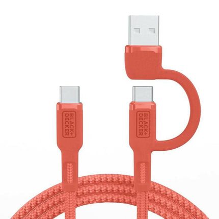 BLACK+DECKER Fast Multi Charging Cable with USB C Adapter - 2 in 1 Braided Universal Charger for iPhone 16/15, Samsung, LG, Tablets & More