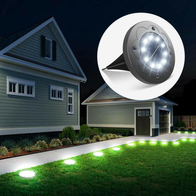 Brightown 12-Pack Solar In-Ground Lights - Waterproof LED Outdoor Lighting for Yard, Patio, Garden, and Pathways