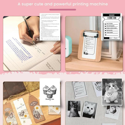 Mini Printer - Sticker Printer T02 Portable Inkless Sticker Maker Bluetooth Mobile Printer for Study Study Notes Kids Gift Photos Journals