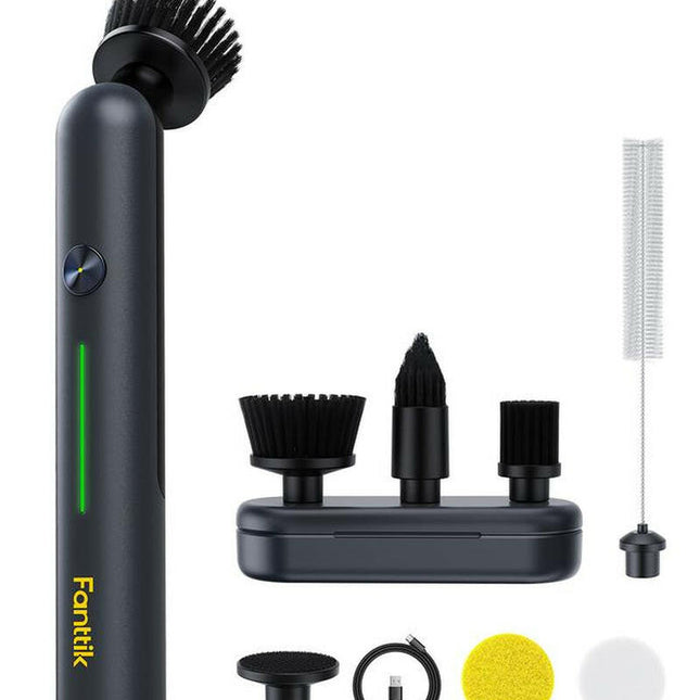 Fanttik G9 Nano Electric Spin Scrubber, Cordless Power Grout Brush, Type-C Fast Charging with LED Power Display, IPX7 Waterproof, 8 Replaceable Heads for Cleaning Grout, Tile, Shower, Tub - Black Cleaner Portable Rechargeable