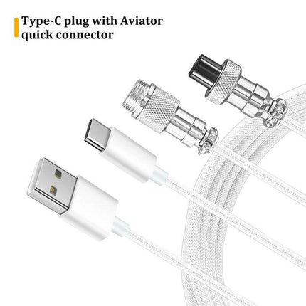 NNBILI Mechanical Keyboard Coiled Cable, 1 Count Type C USB Port Aviator Coiling Cable, Desktop Computer Gaming Keyboard Accessories