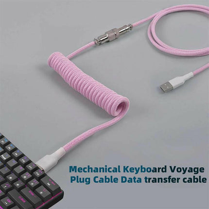 NNBILI Mechanical Keyboard Coiled Cable, 1 Count Type C USB Port Aviator Coiling Cable, Desktop Computer Gaming Keyboard Accessories