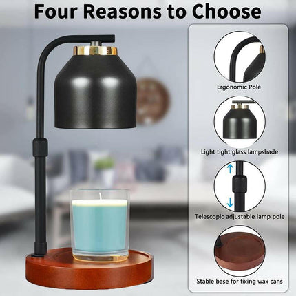Candle Warmer Lamp with Timer, Adjustable Height Candle Warmer, Dimmable Heater Lamp, Home Decor, Wax Warmer Lamp for Jar Candles with 2 Bulbs, Black
